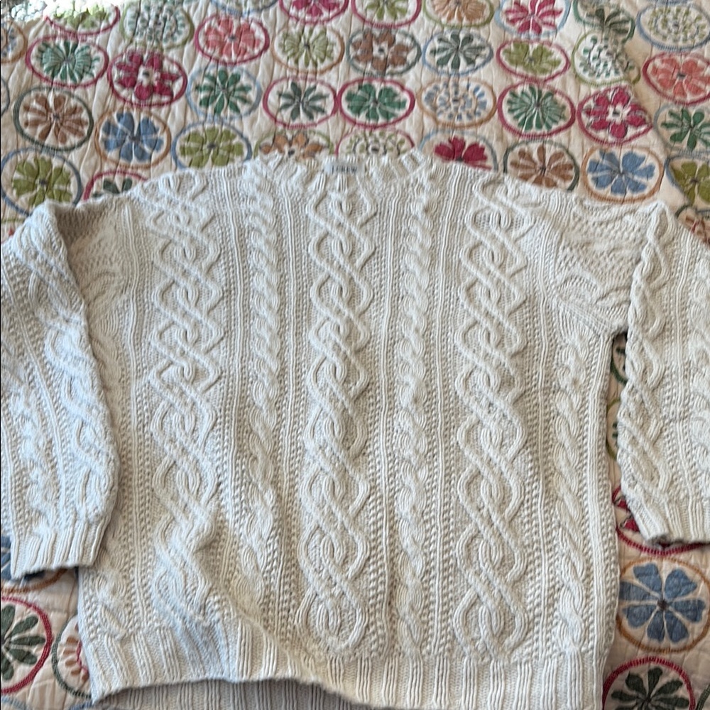 J. Crew Cream Cable Knit Crew Neck Sweater